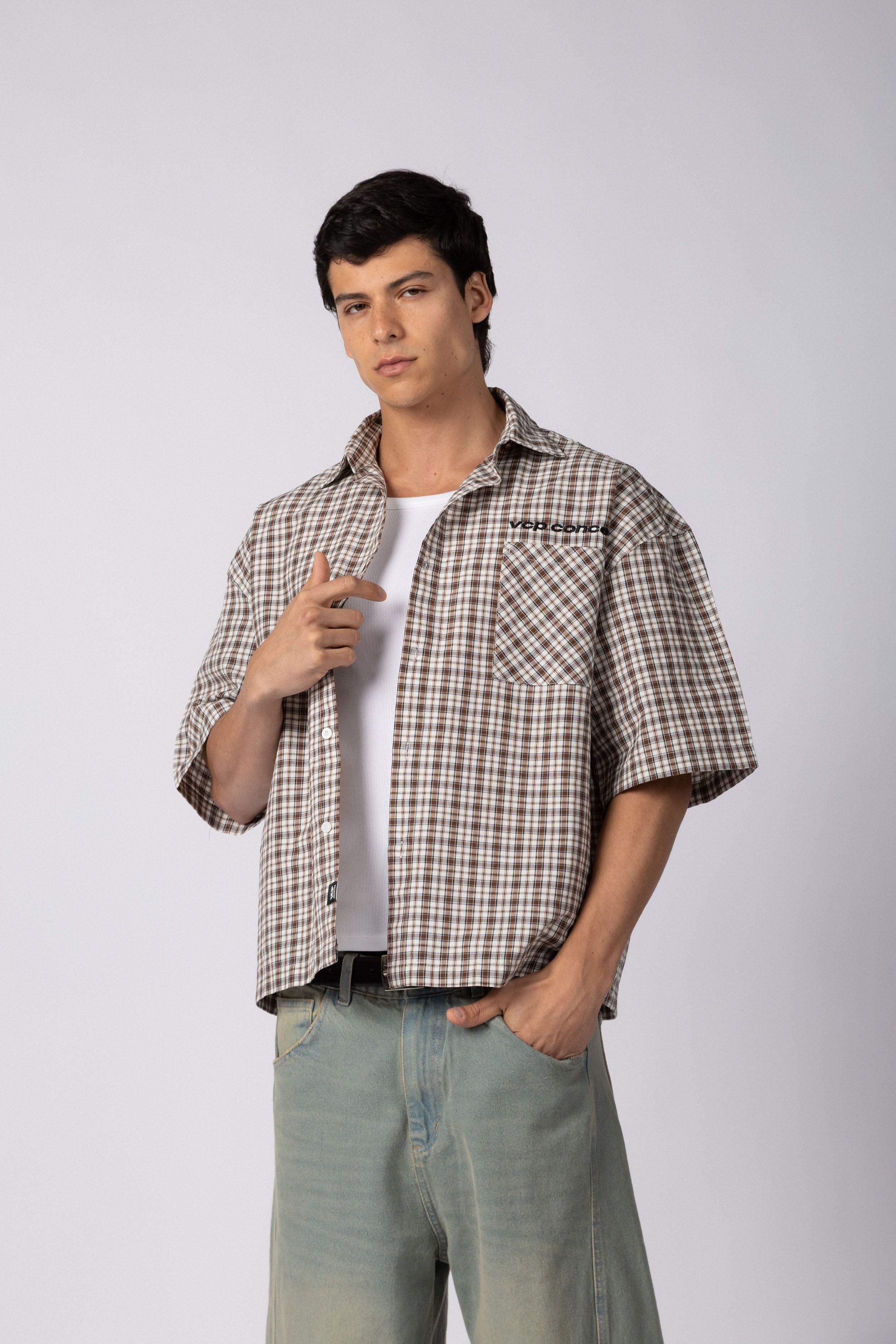 CAMISA MANGA CORTA FEY GRIT CHOCO